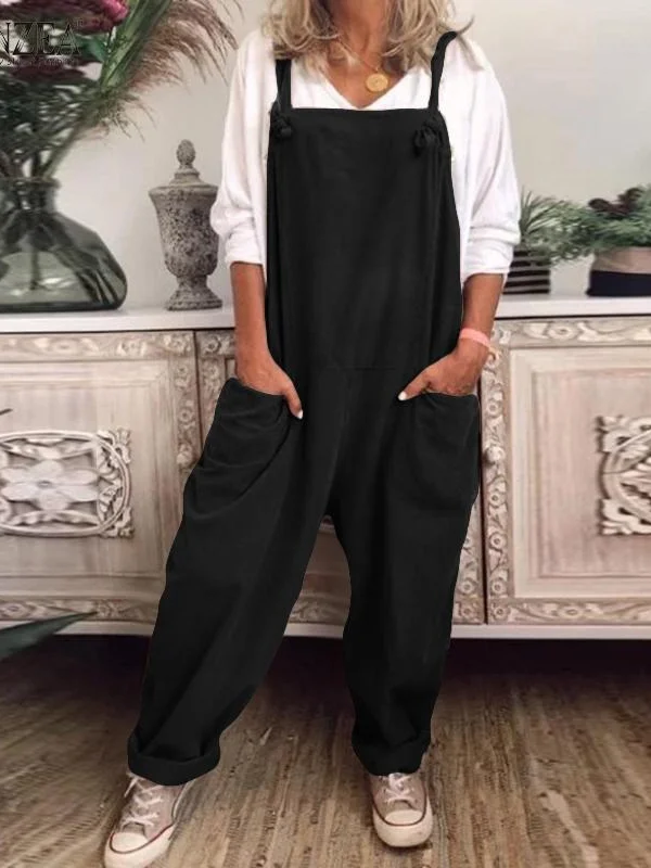 Casual Pure Color Adjustable Overalls