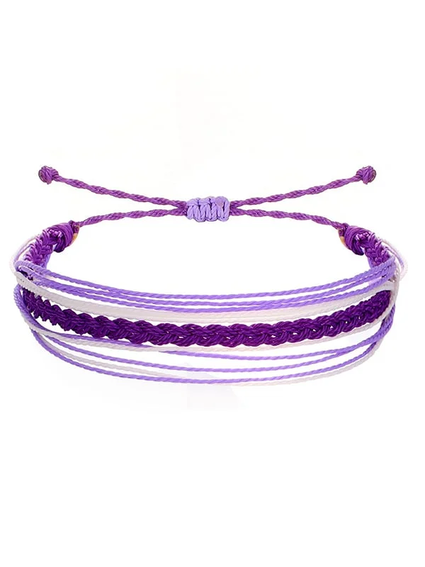 Purple Ribbon String Bracelet socialshop