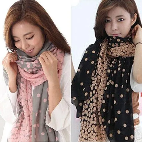 Women's Long Candy Gradual Color Round Dots Scarf Shawl Wraps Stole Soft Scarves clearance sale items