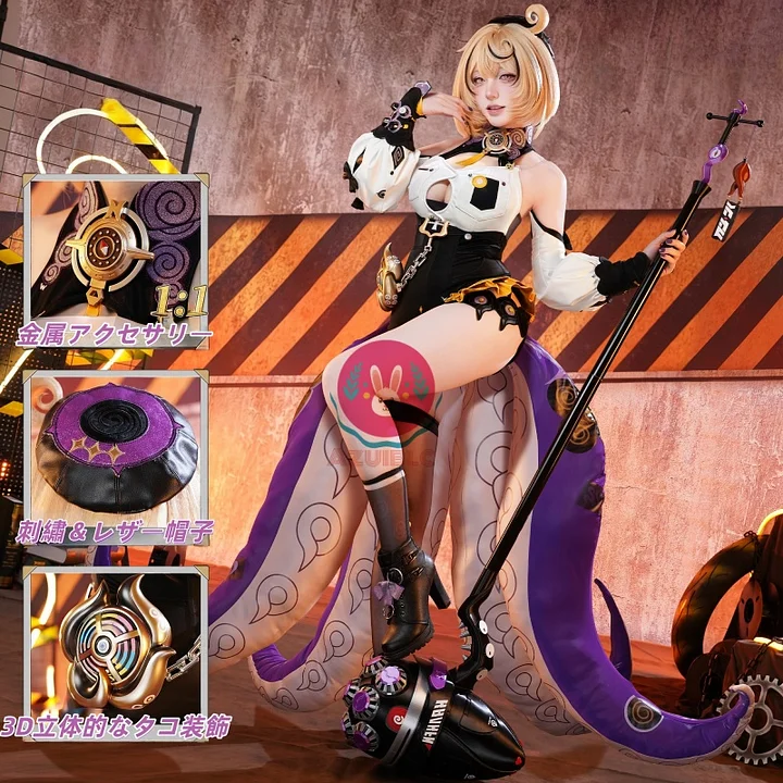 ゼンゼロ イドリー コスプレ 尻尾 Azuiblc ゼンゼロ イドリー コスプレ衣装 帽子付き 金属アクセサリー