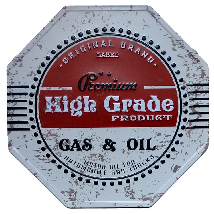 Gas & Oil - Octagon Shape Vintage Tin Sign - 30*30CM