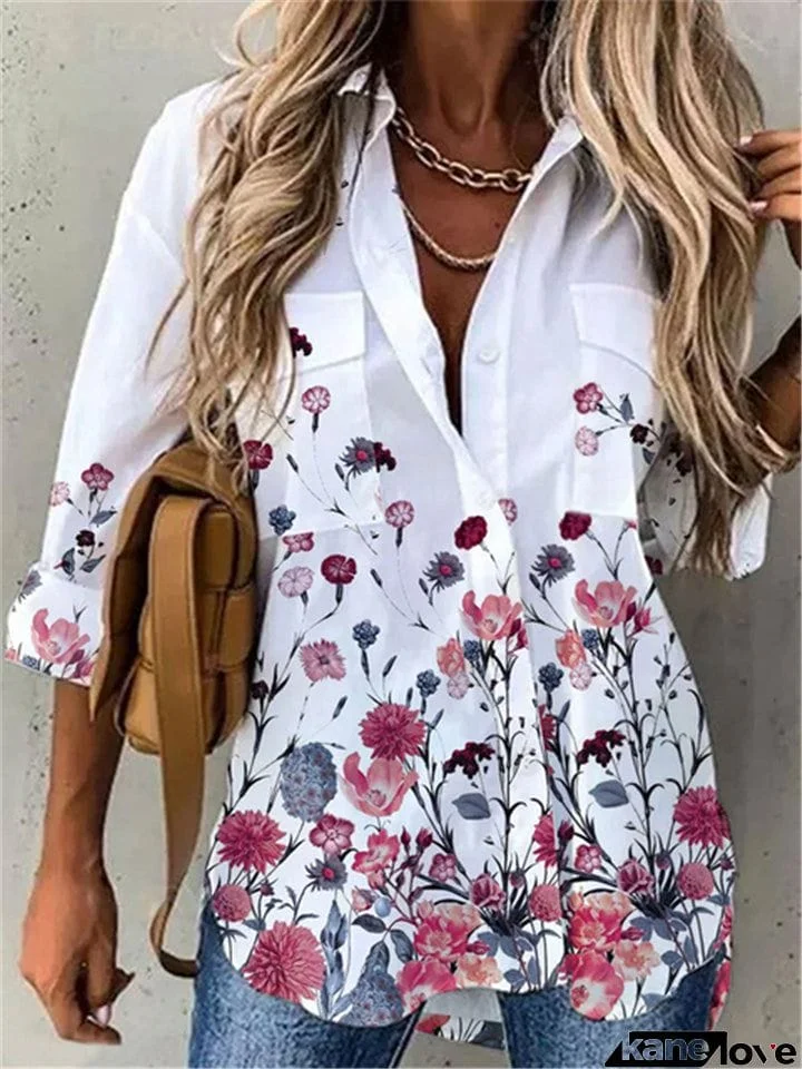 New Casual Fashion Long Sleeve Elegant Printed Blouse For Women