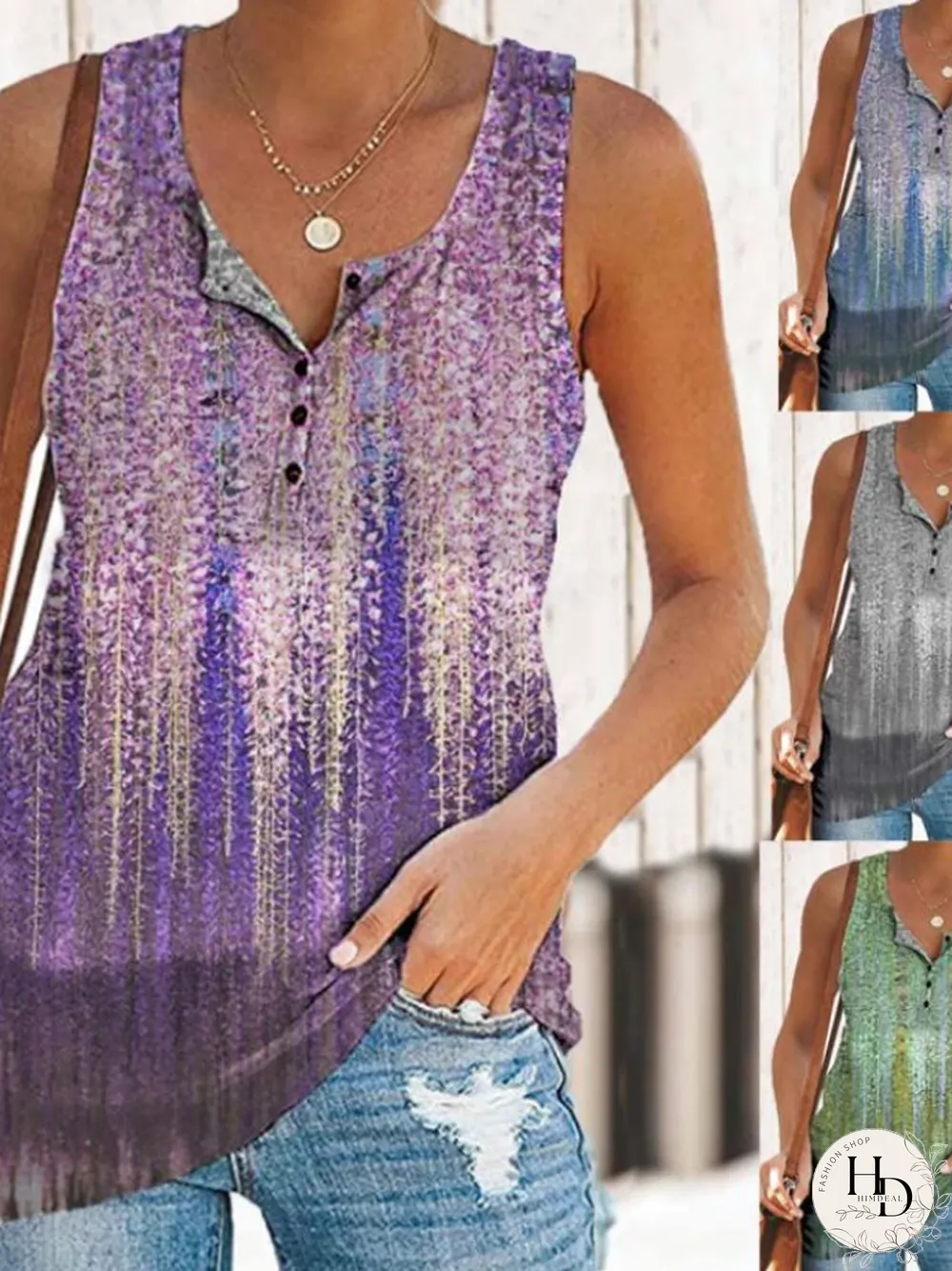 Women's Summer New Printed V-neck Sleeveless Women's Vest T-shirt