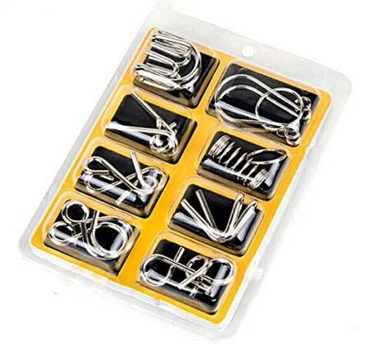 8PCS/Set IQ Metal Wire Puzzle Brain Teaser Game for Children Adults