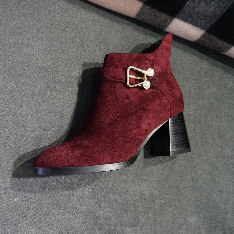 Maroon Accessorized Ankle Booties Vdcoo