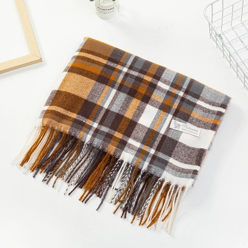 Imitation Cashmere Scarf Winter Women’s Japanese And Korean Sweet Mid-length Scarf Warm Printed Scarf Women’s Scarf Shawl