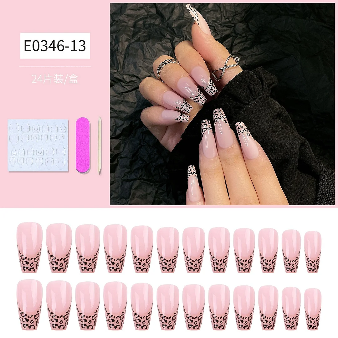 24pcs Detachable Extra Long Coffin False Nails Stick-on nails French Ballerina Fake Nails Full Cover Nail Tips Press On Nails-Nail Inspo