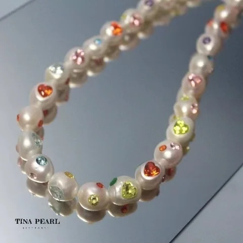 TINA Jewelry natural freshwater pearl inset zircon pearl necklace