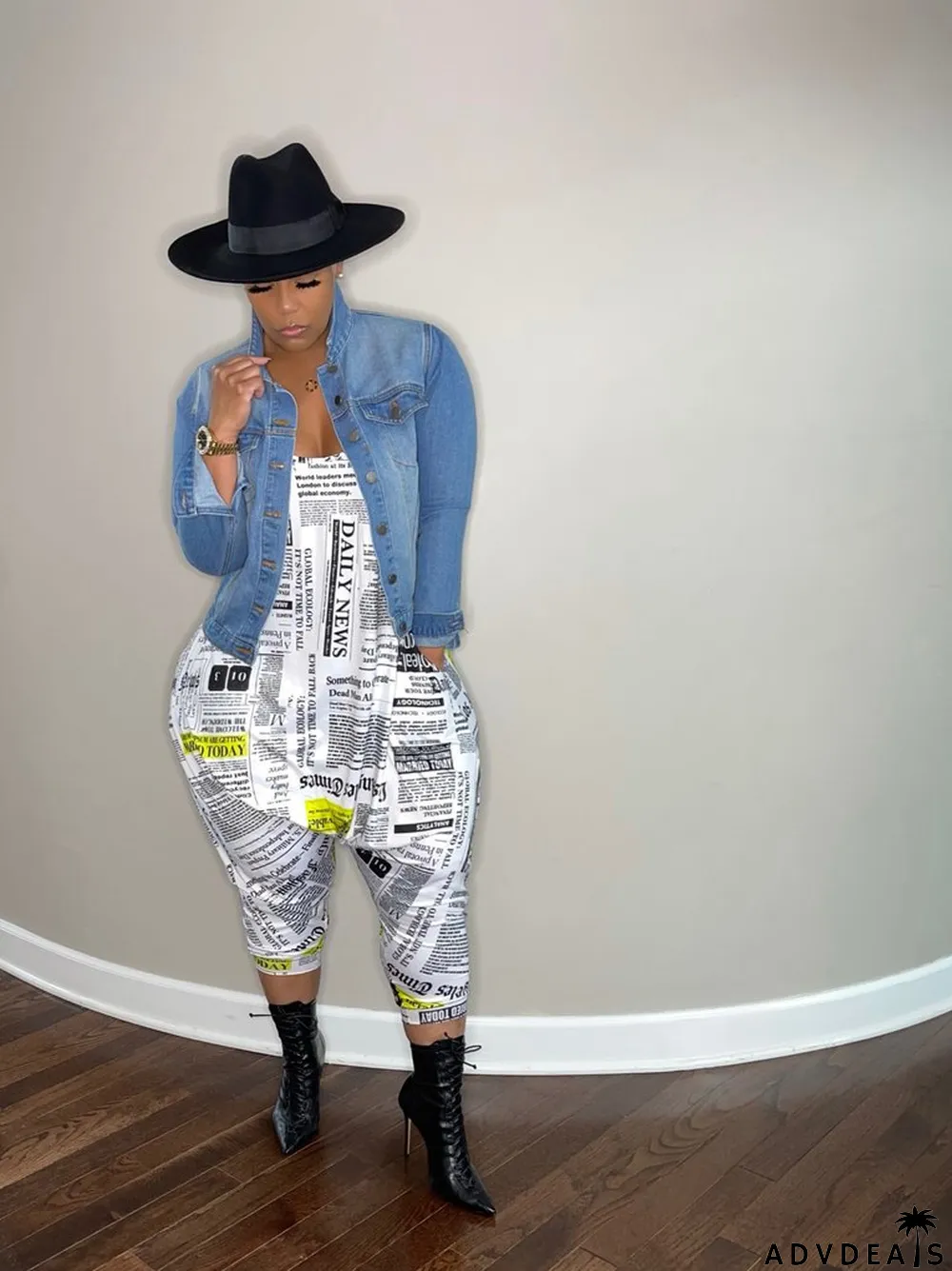 Plus Size Fashion Casual Printed Tank Top Jumpsuit