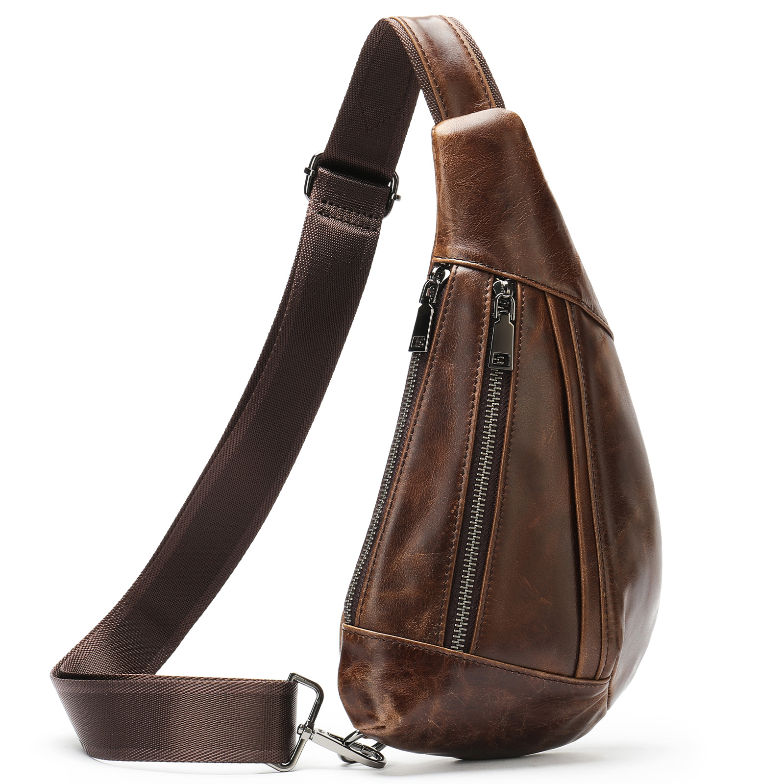 Men's Genuine Leather Vintage Sling Bag Chest Bag | ARKGET