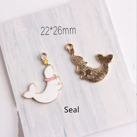 10Pcs Gold Animal Charm,Deer Charms Pendants,Zebra Horse Charm,Seal Charm,Enamel Pendant for DIY Handmade Earring Necklace Jewelry Making