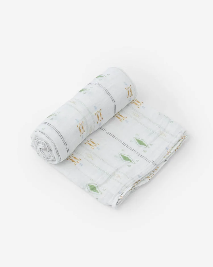 Cotton Muslin Swaddle Blanket - Diamond Stripe