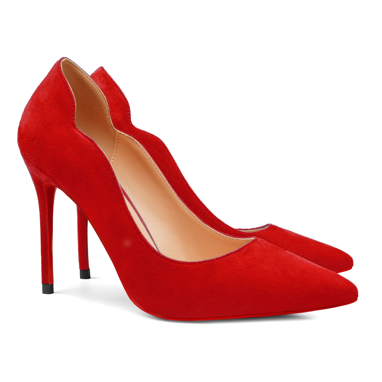 100mm Women's High Heels for Party Wedding Red Bottom Suede Pumps-vocosishoes