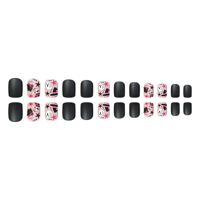 Churchf Churchf European Square Black Pink With Color Halloween Ghost Magic Hat Fashion Fake Nail Products Show White Beauty Nail Tablets