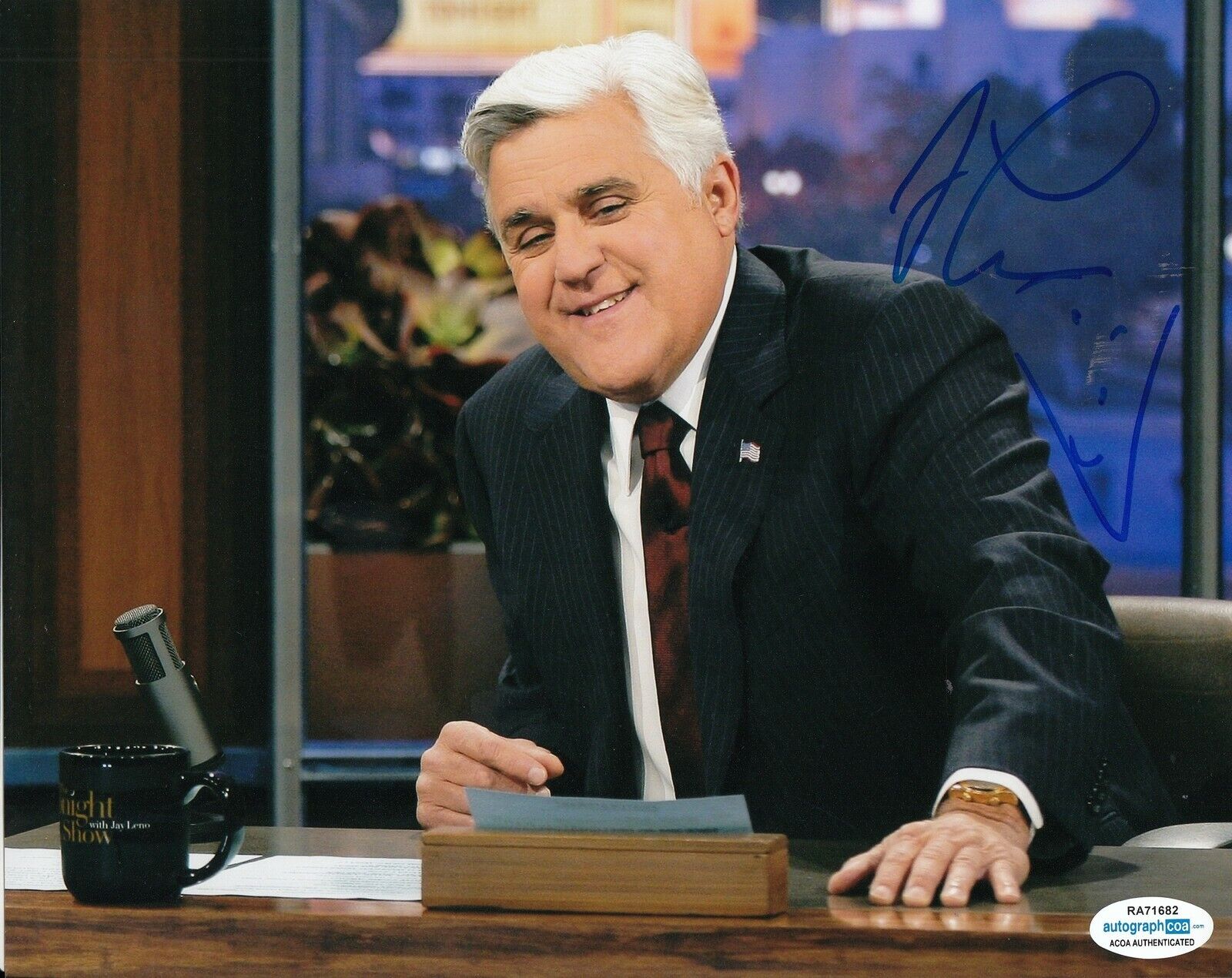 JAY LENO signed (THE TONIGHT SHOW) 8x10 Photo Poster painting autographed ACOA Authentic #3