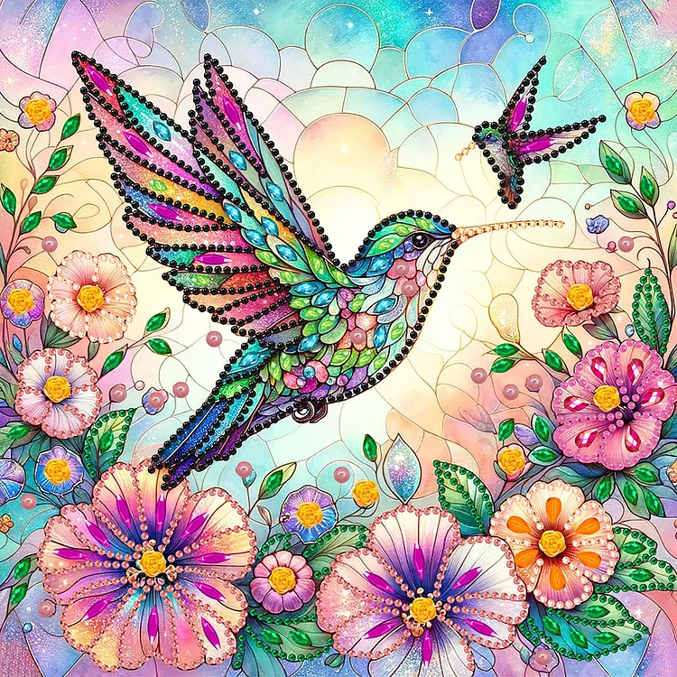 Flowers Hummingbird 30*30CM (Canvas) Special Shaped Drill Diamond Painting gbfke