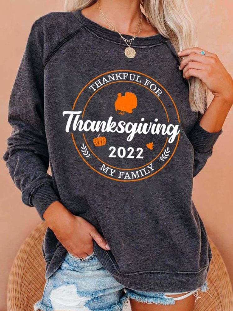 Family Happy Thanksgiving 2022 Print Sweatshirt