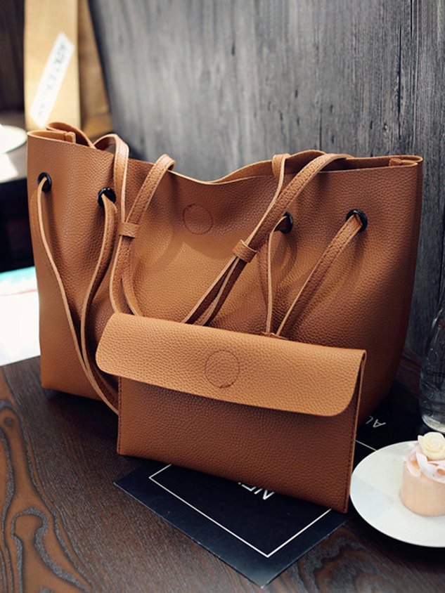 Simple Plain Shopping Bag Handbag Two Pieces