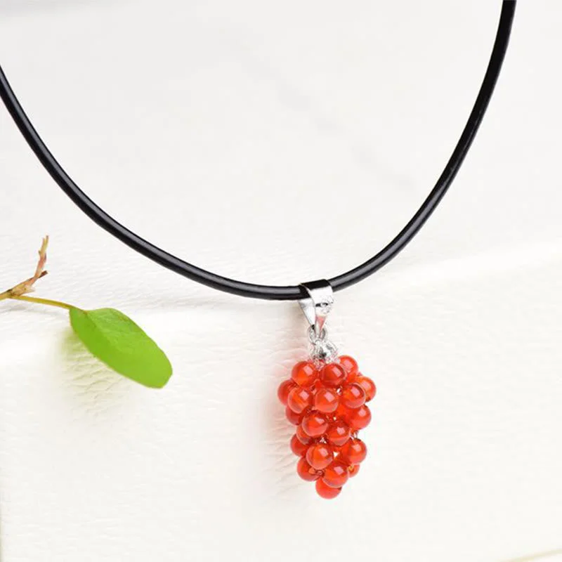 Natural Garnet Red Agate Black Onyx Protection Necklace Pendant