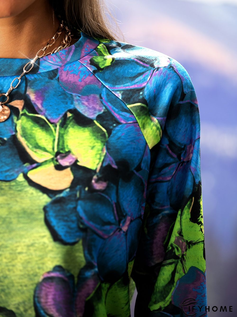 Printed Long Sleeve Sweatshirt | IFYHOME