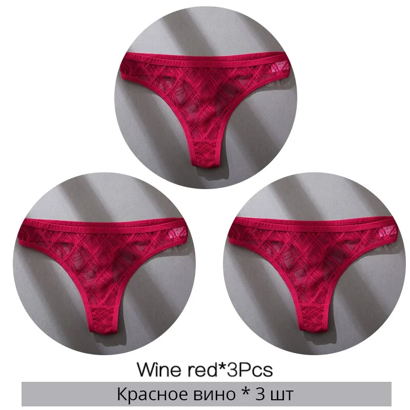 FINETOO Sexy Thongs Panties Women M-XL Transparent Lattice Underwear Ladies Lace G-string Underpants Female Thong Lingerie 2021