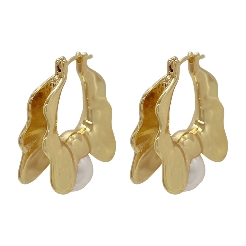 1 Pair Modern Style Geometric Plating Inlay Alloy Artificial Pearls Gold Plated Earrings