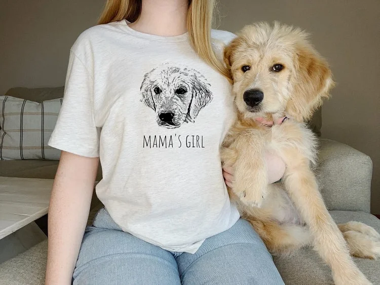 Custom Pet Portrait T-Shirt Personalized Dog Mom Gift Pet Photo Sweatshirt Hoodie