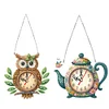 2Pcs Owl DIY Diamond Painting Ornament with Clock Function Home Craft Decor Art