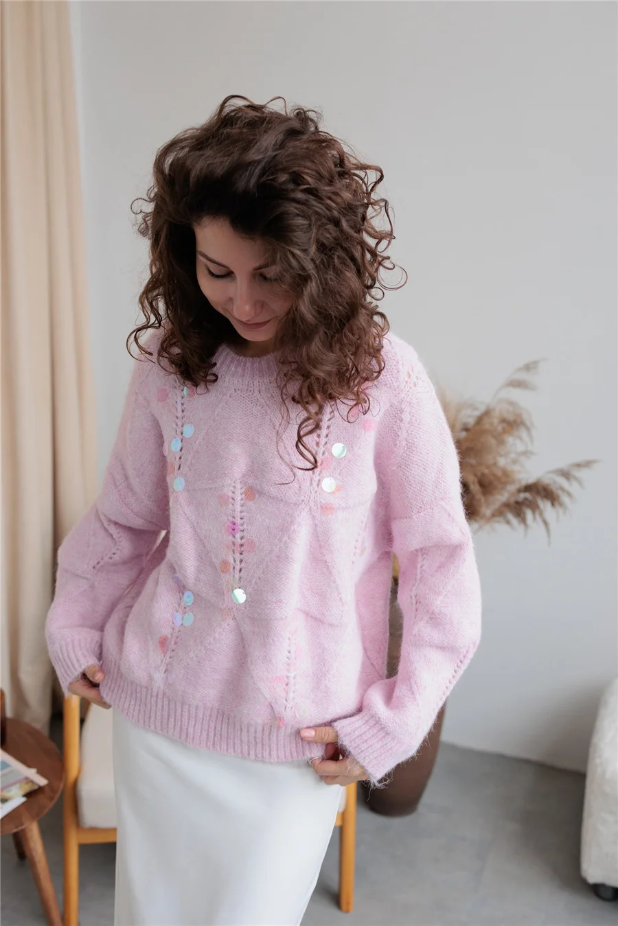 Athvotar Athvotar Retro Glide Hollow Soft-Gutter Sweater Knitted Women's Autumn And Winter Heavy Industry Design Niche Lazy Loose Top