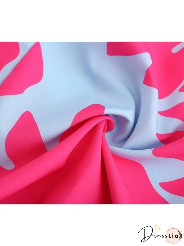 Women's Dress - Casual Dress Midi Dress Black White Pink 3/4 Length Sleeve Leopard Ruched Summer Spring Fall Autumn Crew Neck Stylish Weekend S M L XL XXL