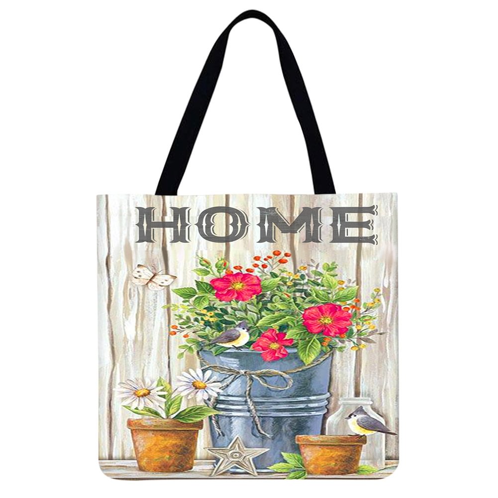 Linen Tote Bag - Flowers