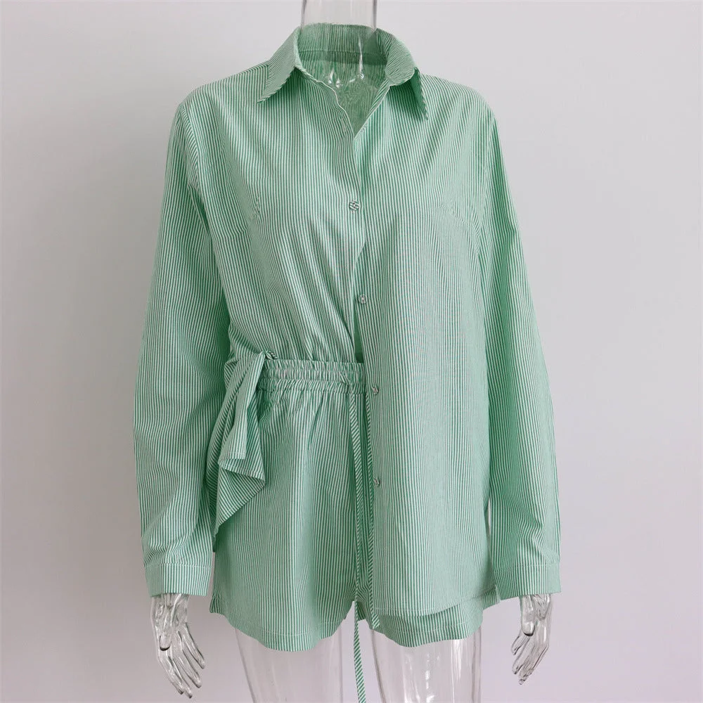 Uveng Summer Beach Sportswear Striped Two-piece Suits