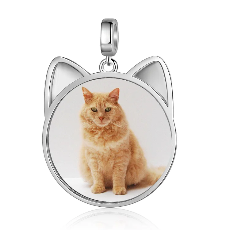 Accesorio Colgante Forma de Gato1 Foto Personalizada con 1 Texto