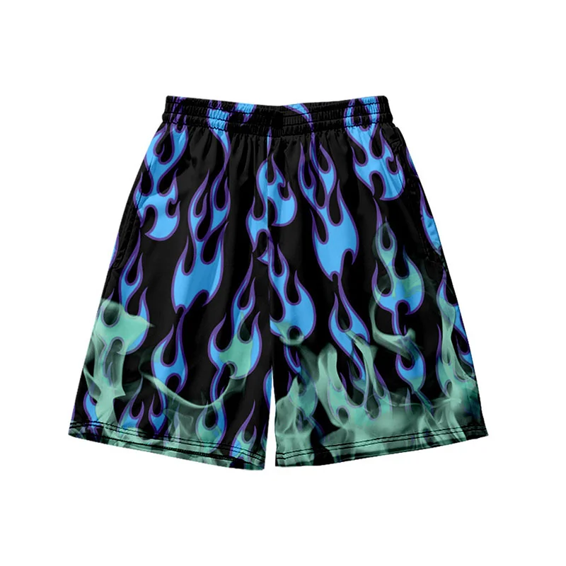 Personalized Purple-blue Flame Shorts