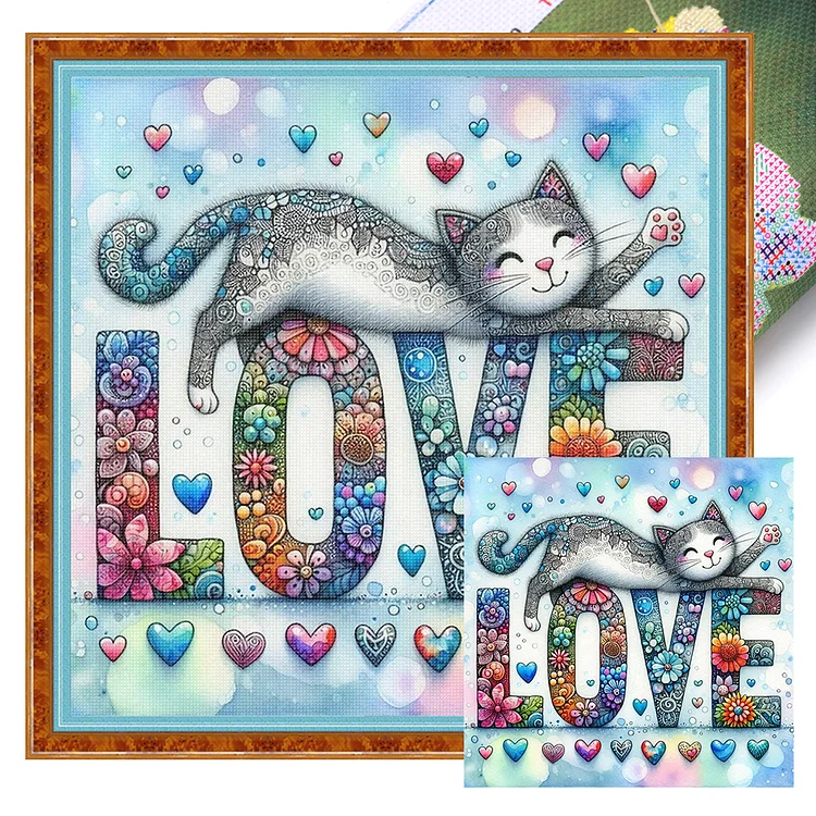 【Yishu Brand】LOVE 40*40cm 11CT Stamped Canvas Cross Stitch gbfke