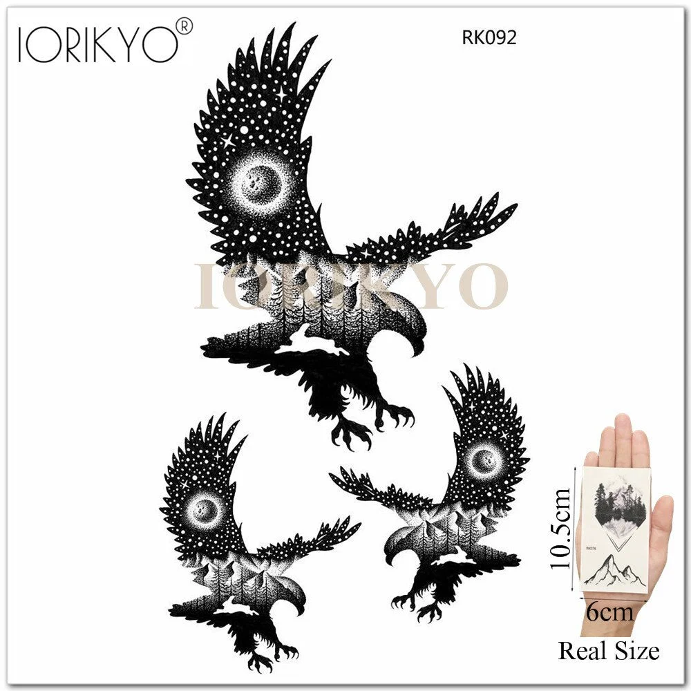 New Black Hummingbird Temporary Tattoo Stickers Women Arm Pencil Sketch Waterproof Tatoos Girls Forearm Birds Fake Tattoo Flower