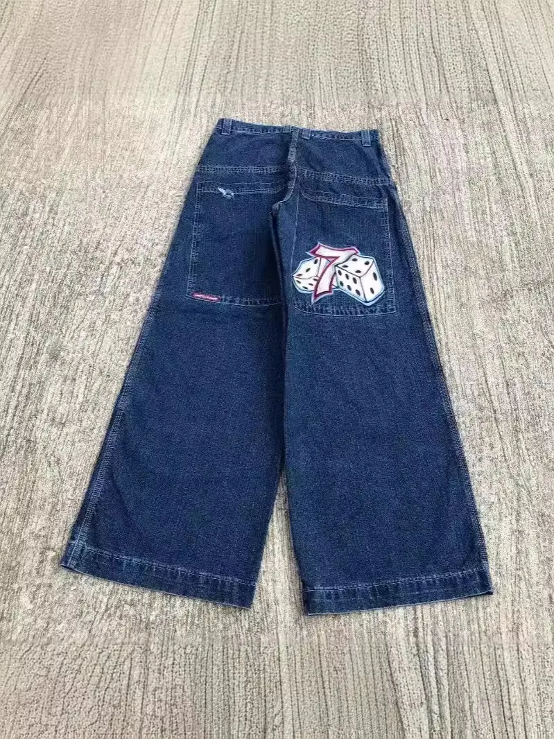Uveng Year's Popular Style JNCO Graphics Jeans Y2K Hip-Hop Loose Jeans For Men And Women Harajuku