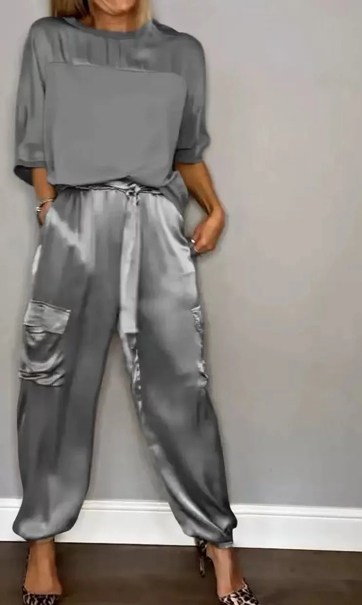 Nigikala Nigikala Fashion Lady Smooth Sleeve Half-Sleeveed Trompack Two-Piece Set