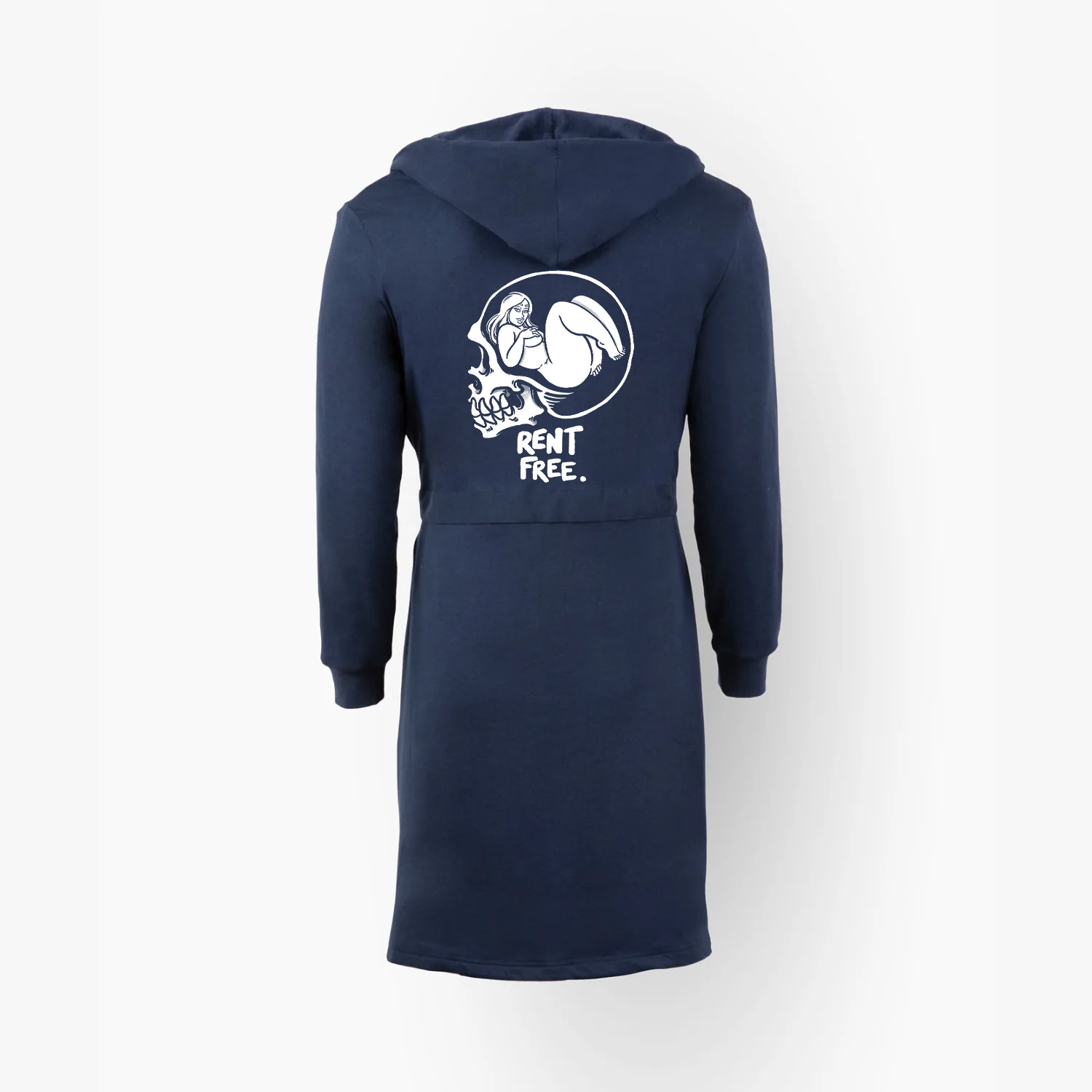 RENT FREE Naked Lady in the Skull Brain Graphic Print On Hooded Robe
