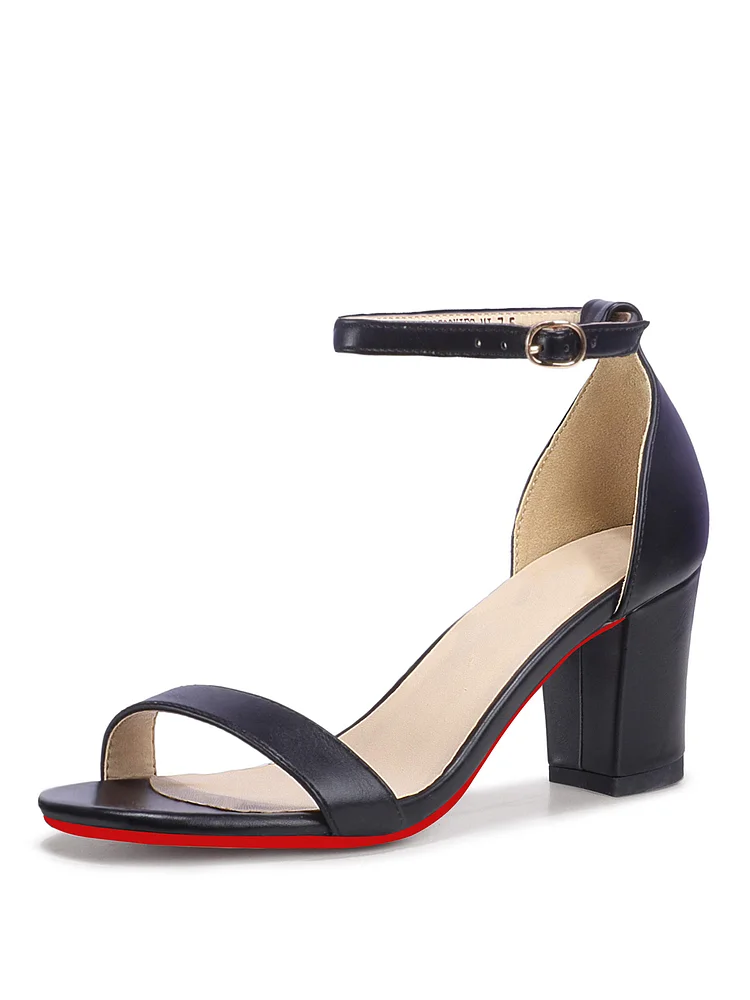 75mm Women's  Strappy Block Heels Sandals Comfy Open Toe Chunky Dress Wedding Shoes Adjustable Cross Strap Ladies  Red Bottom Prom Pumps