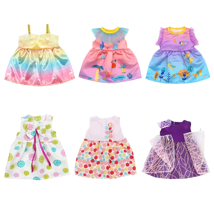 [Year Lowest Price]For 12" Reborn Silicone Baby Girl Colorful Skirts Suits 6 Pcs