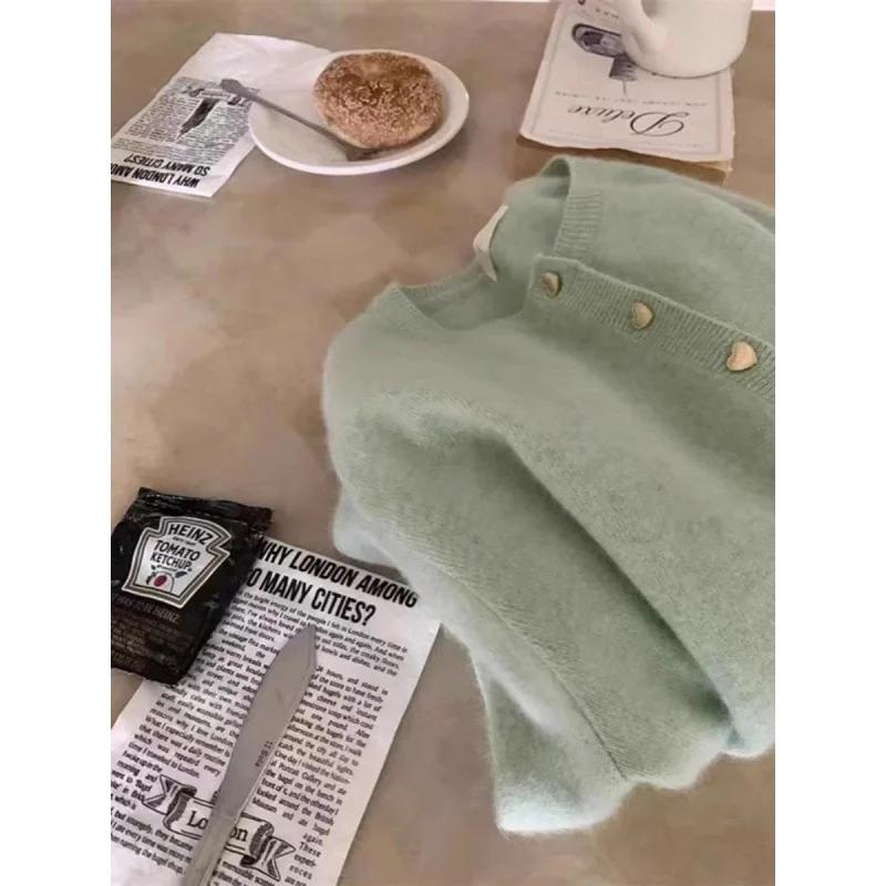 Uveng Uveng Knitted Cardigan Girl Spring And Autumn Gentle Wind High-End Feeling Short Sweater Coat Small Mantle