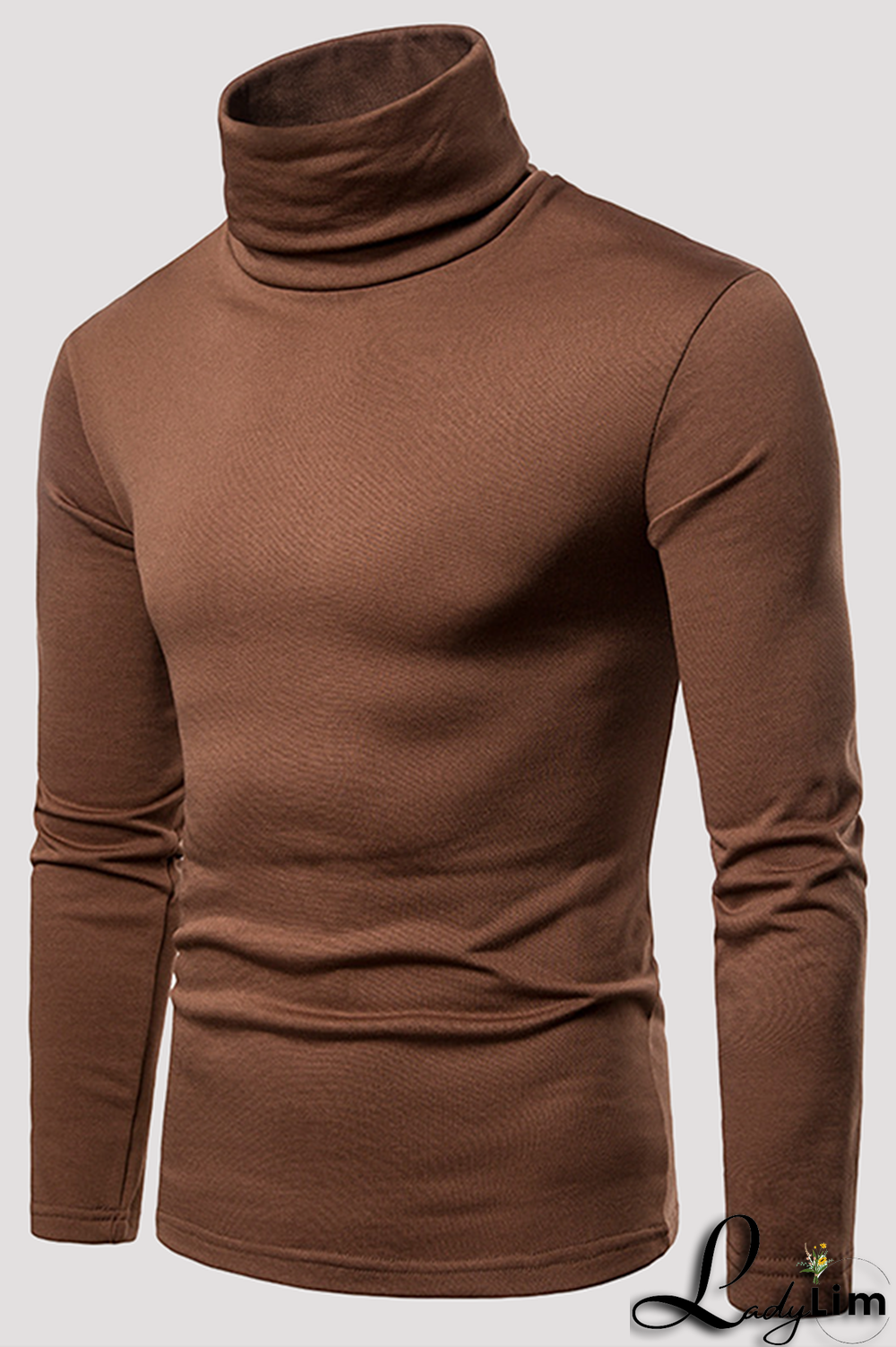 Navy Blue Fashion Casual Solid Split Joint Basic Turtleneck Tops