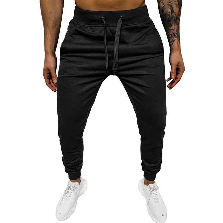 Men's Casual Solid Color Elastic Waist Loose Sports Pants