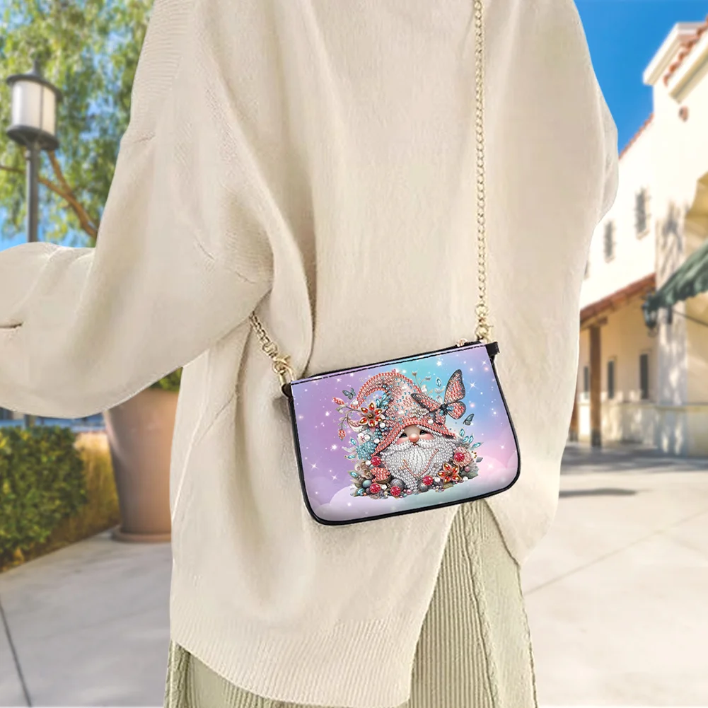 Butterfly Gnome Diamond Painting Coin Chain Purse 5D Diamond Handmade Chain Bag