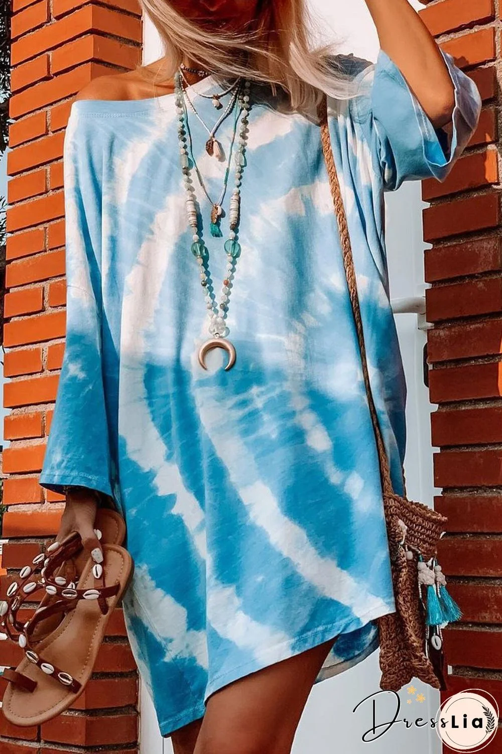 Round Neck Tie Dye Baggy Casual Dress