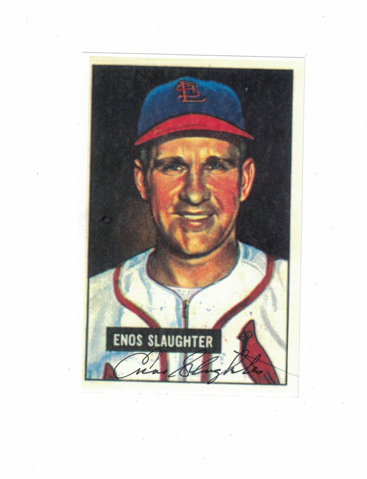 Enos Slaughter St. Louis Cardinals Signed Blow Up Bowman Paper Photo Poster painting W/Our COA