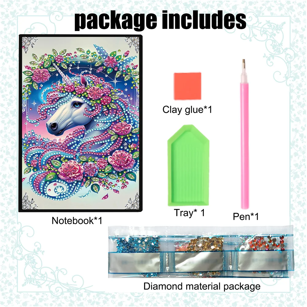 50-Page A5 Horse Diamond Painting Notebook for Adult Holiday Birthday Gift