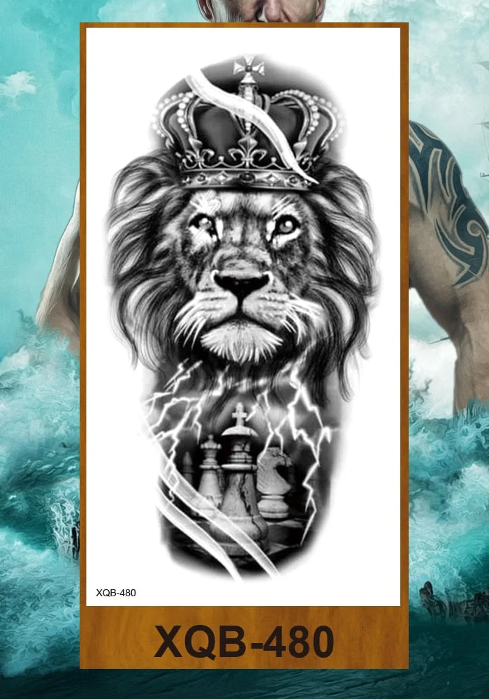 Temporary Tattoo Stickers Men Women Adult Girl Chest Flower Arm Leg Fake Tatoo Semi Permanent Tiger Wolf Beauty & Beast Body Art