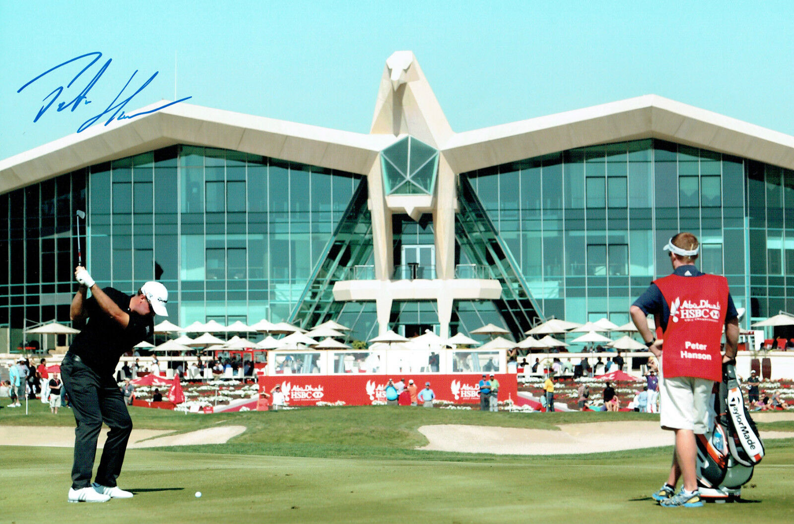 Peter HANSON 12x8 Photo Poster painting Signed Autograph Abu Dhabi Golf AFTAL COA